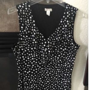 Chico's  Black w White Polka Dots Ruffle Top